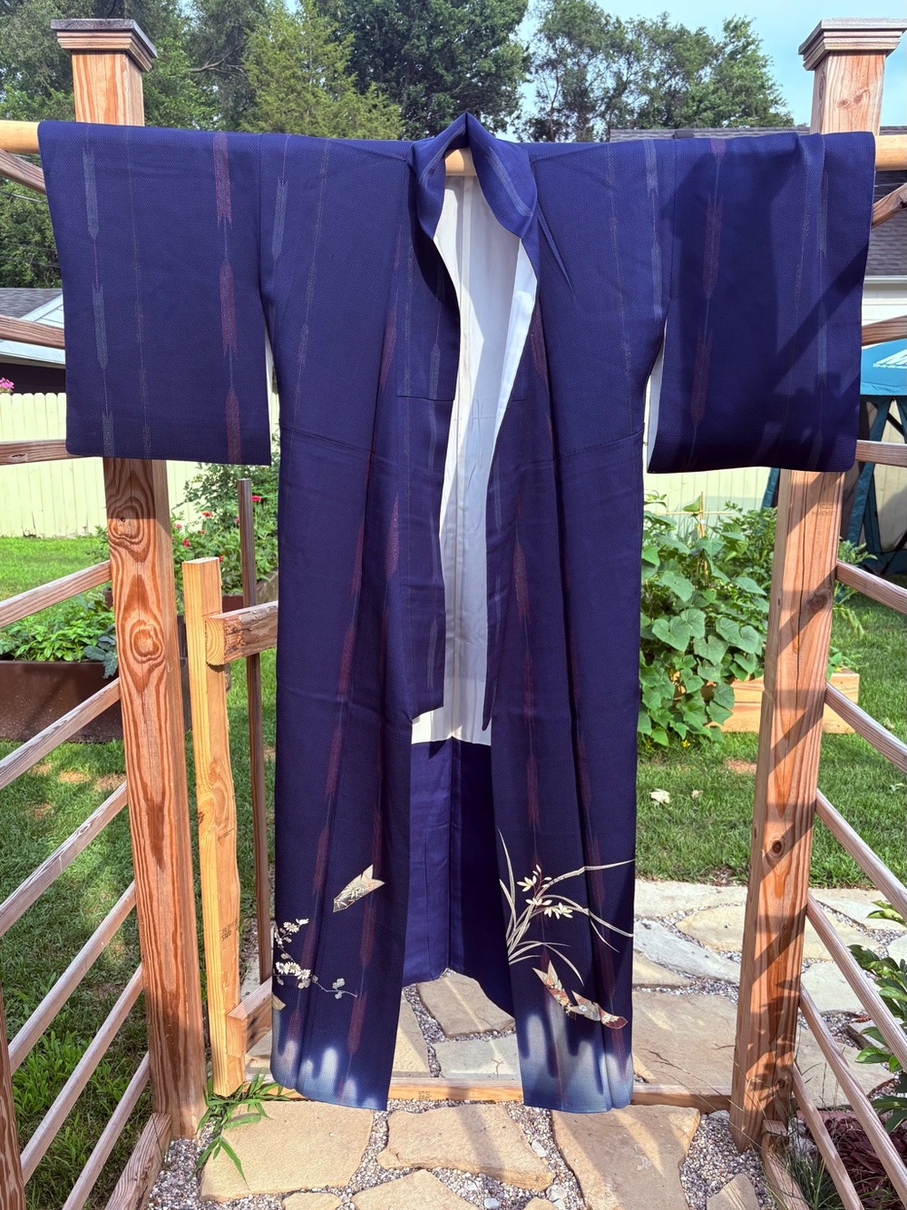 Vintage Silk Navy Kimono Robe